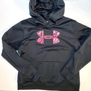 UNDER ARMOUR Black Barbie Pink Camo Breast Cancer Support FALL Hoodie Sweatshirt